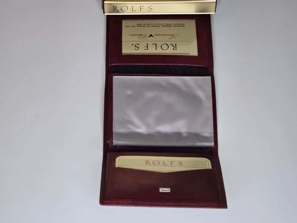 Vintage Rolfs American Classic Burgundy Leather Trifold Wallet with Original Box